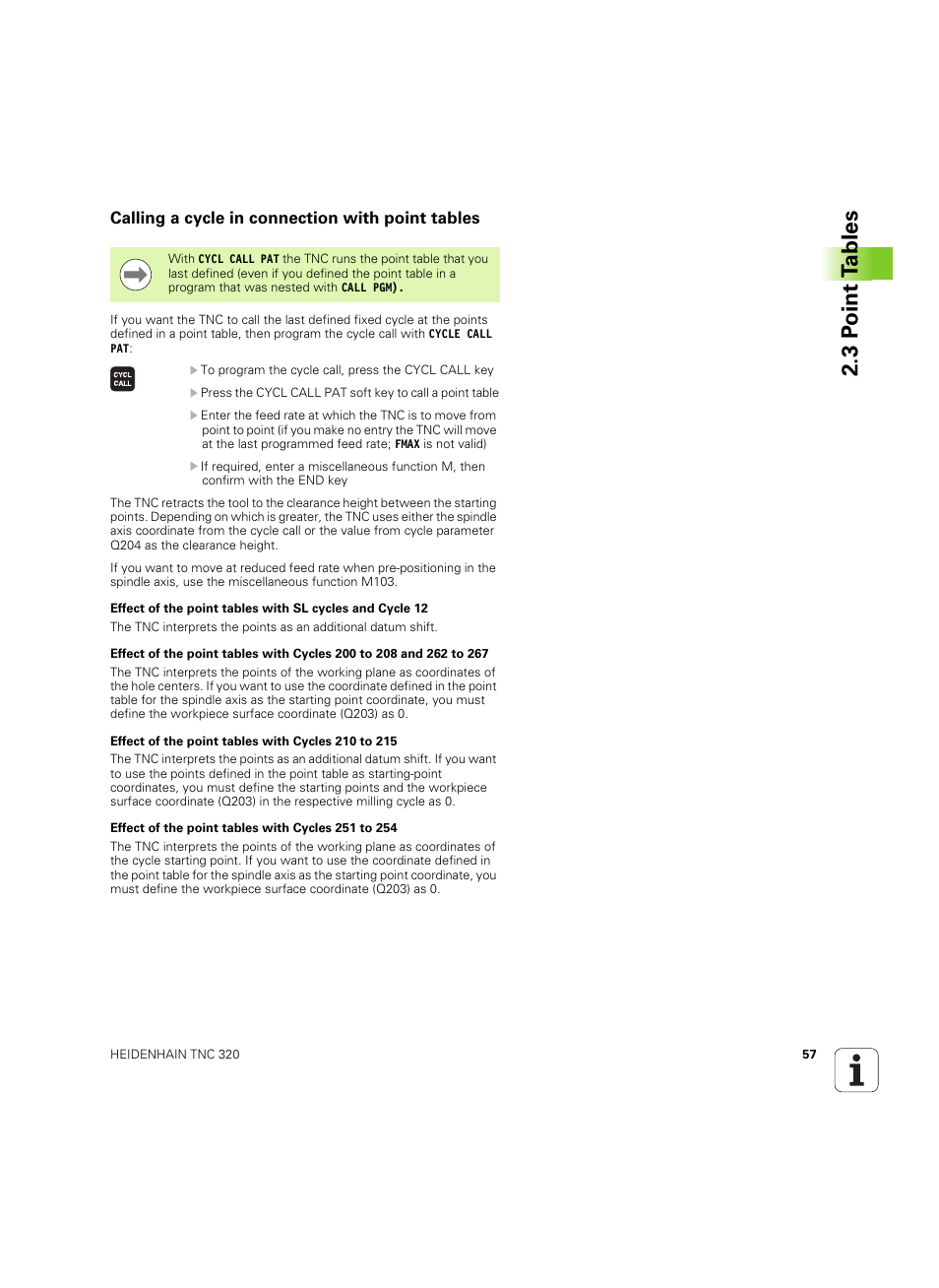 Calling a cycle in connection with point tables | HEIDENHAIN TNC 320 (340 55x-05) Cycle programming User Manual | Page 57 / 439
