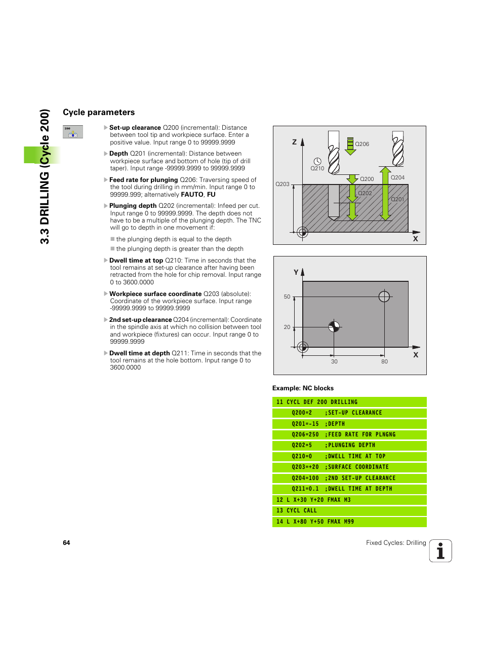 Cycle parameters, 3 drilling (cy c le 20 0) | HEIDENHAIN TNC 320 (340 55x-05) Cycle programming User Manual | Page 64 / 439