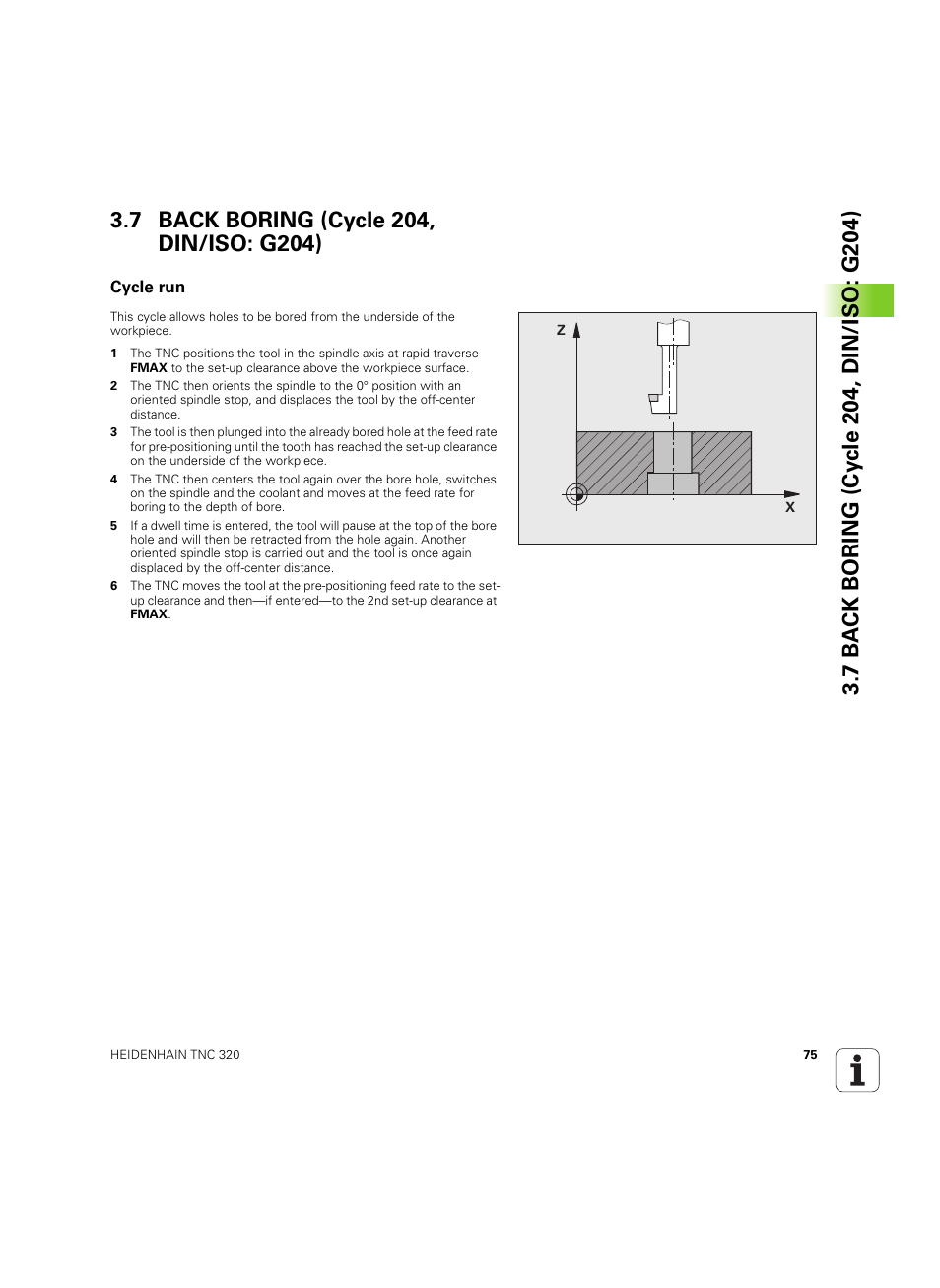 7 back boring (cycle 204, din/iso: g204), Cycle run | HEIDENHAIN TNC 320 (340 55x-05) Cycle programming User Manual | Page 75 / 439