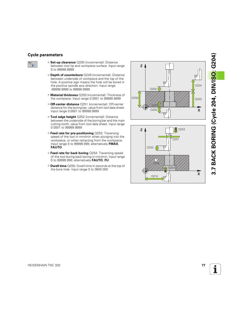 Cycle parameters | HEIDENHAIN TNC 320 (340 55x-05) Cycle programming User Manual | Page 77 / 439