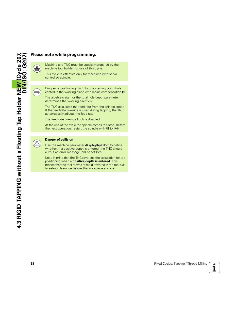 Please note while programming | HEIDENHAIN TNC 320 (340 55x-05) Cycle programming User Manual | Page 98 / 439