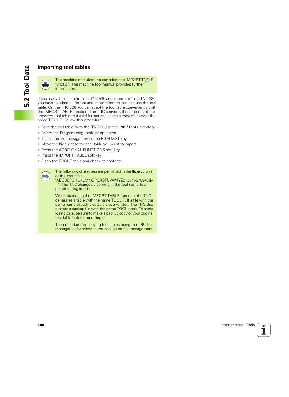 Importing tool tables, 2 t ool d a ta | HEIDENHAIN TNC 320 (340 55x-05) ISO programming User Manual | Page 140 / 477