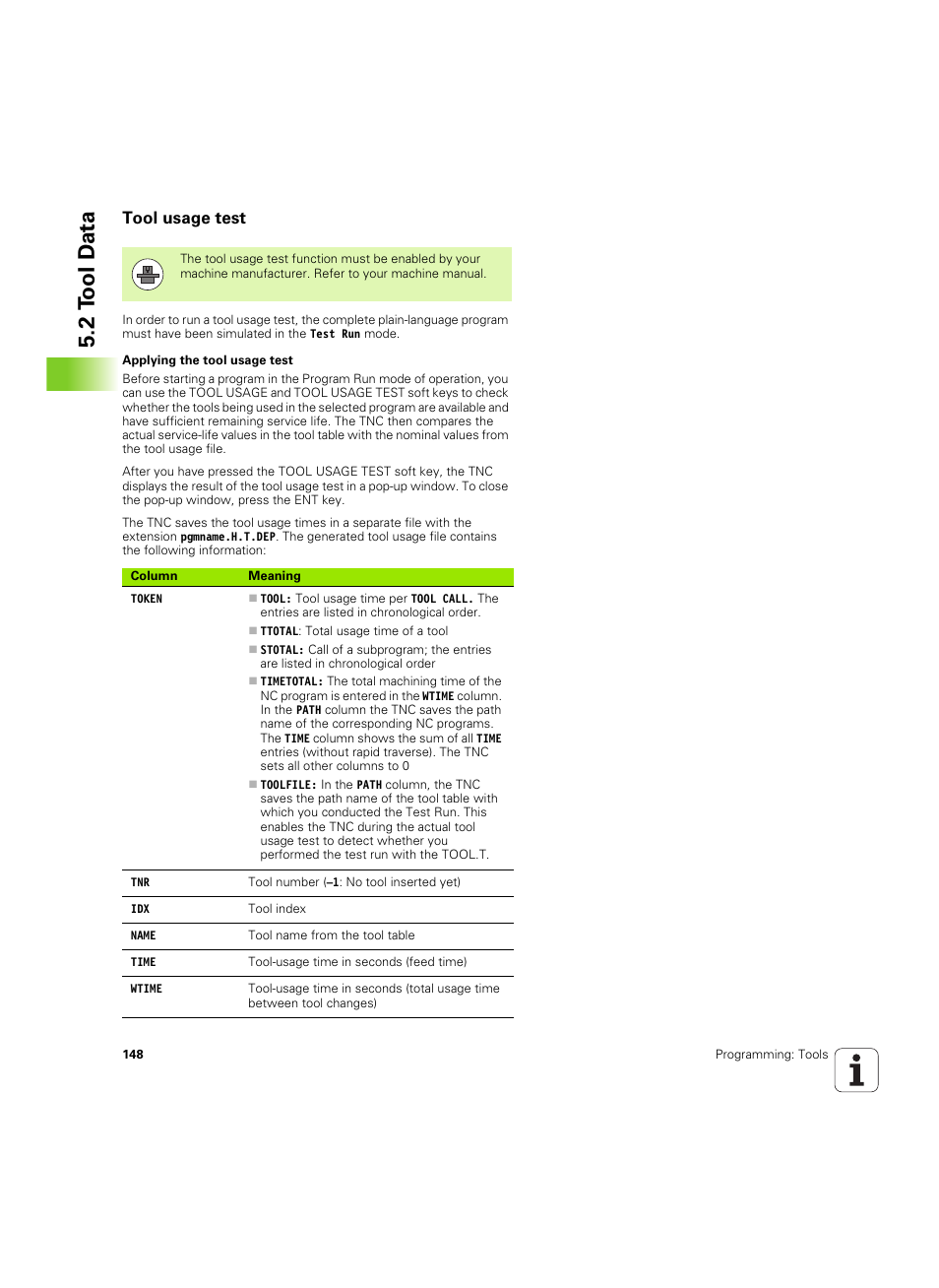 Tool usage test, 2 t ool d a ta | HEIDENHAIN TNC 320 (340 55x-05) ISO programming User Manual | Page 148 / 477
