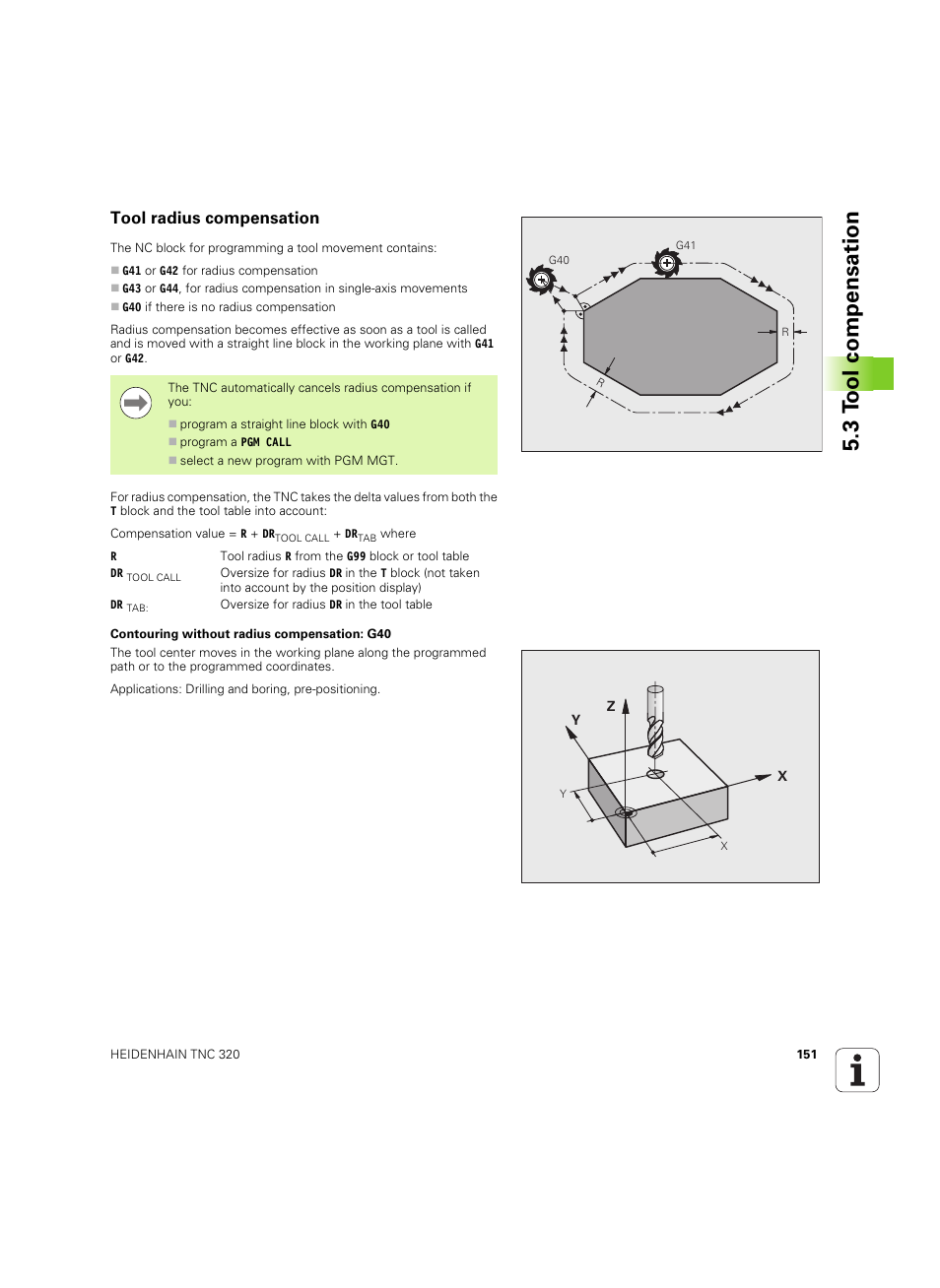 Tool radius compensation, 3 t ool compensation | HEIDENHAIN TNC 320 (340 55x-05) ISO programming User Manual | Page 151 / 477