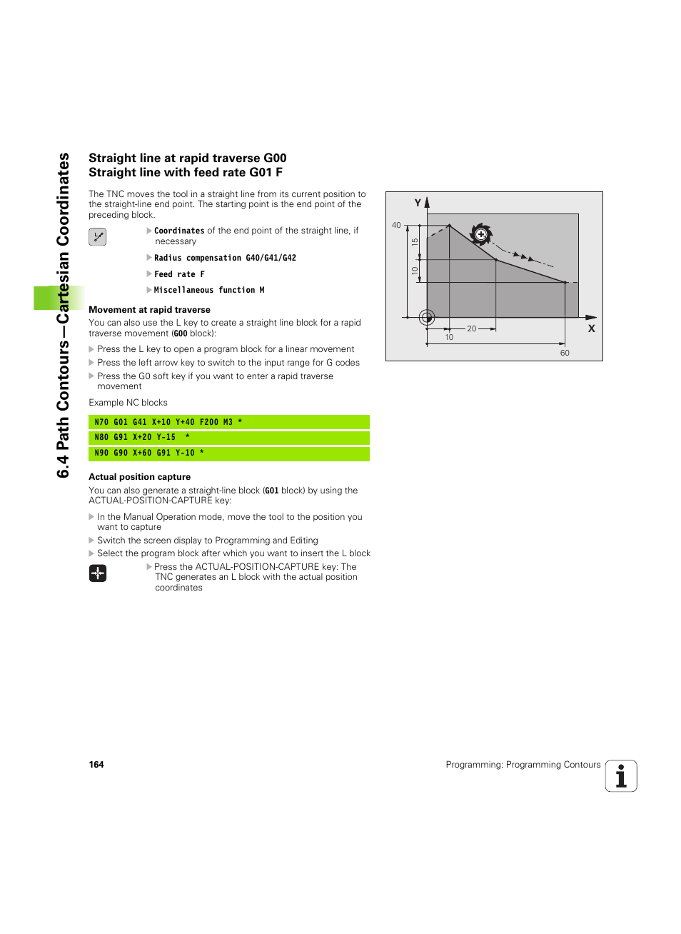 4 p a th cont ours—car te sian coor dinat e s | HEIDENHAIN TNC 320 (340 55x-05) ISO programming User Manual | Page 164 / 477