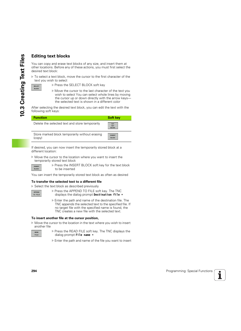 Editing text blocks, 10 .3 cr eating t ext files | HEIDENHAIN TNC 320 (340 55x-05) ISO programming User Manual | Page 294 / 477