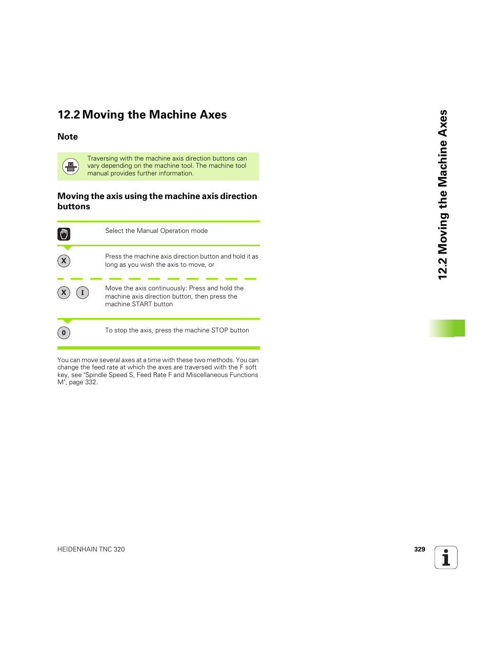 2 moving the machine axes, Note | HEIDENHAIN TNC 320 (340 55x-05) ISO programming User Manual | Page 329 / 477