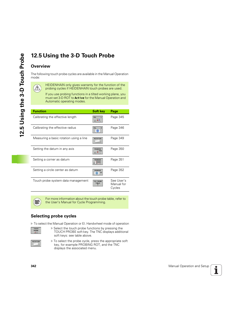 5 using the 3-d touch probe, Overview, Selecting probe cycles | HEIDENHAIN TNC 320 (340 55x-05) ISO programming User Manual | Page 342 / 477