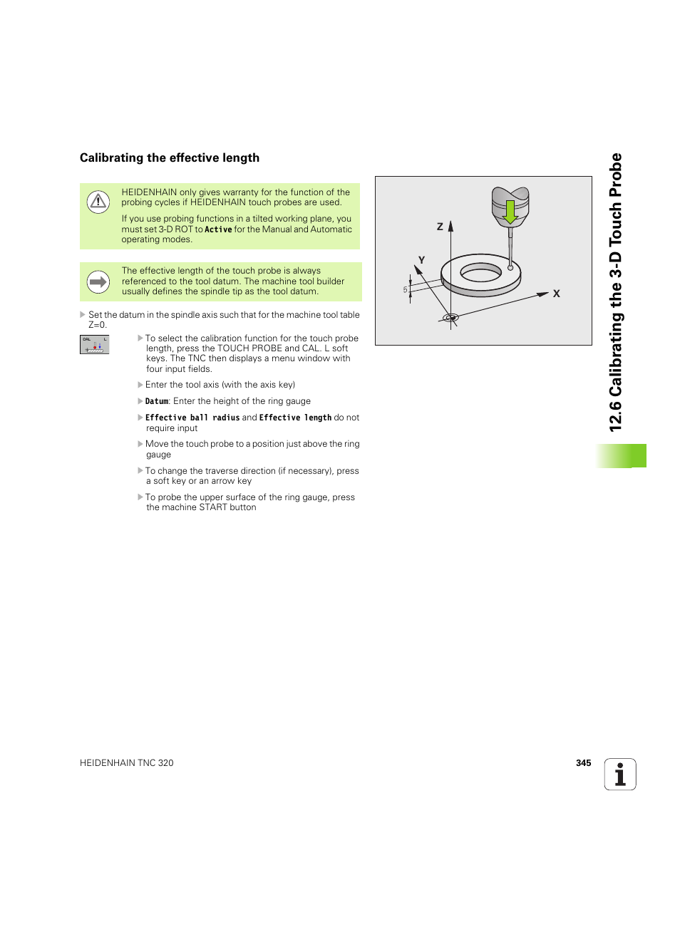 Calibrating the effective length, 6 calibr a ting the 3-d t o uc h pr obe | HEIDENHAIN TNC 320 (340 55x-05) ISO programming User Manual | Page 345 / 477