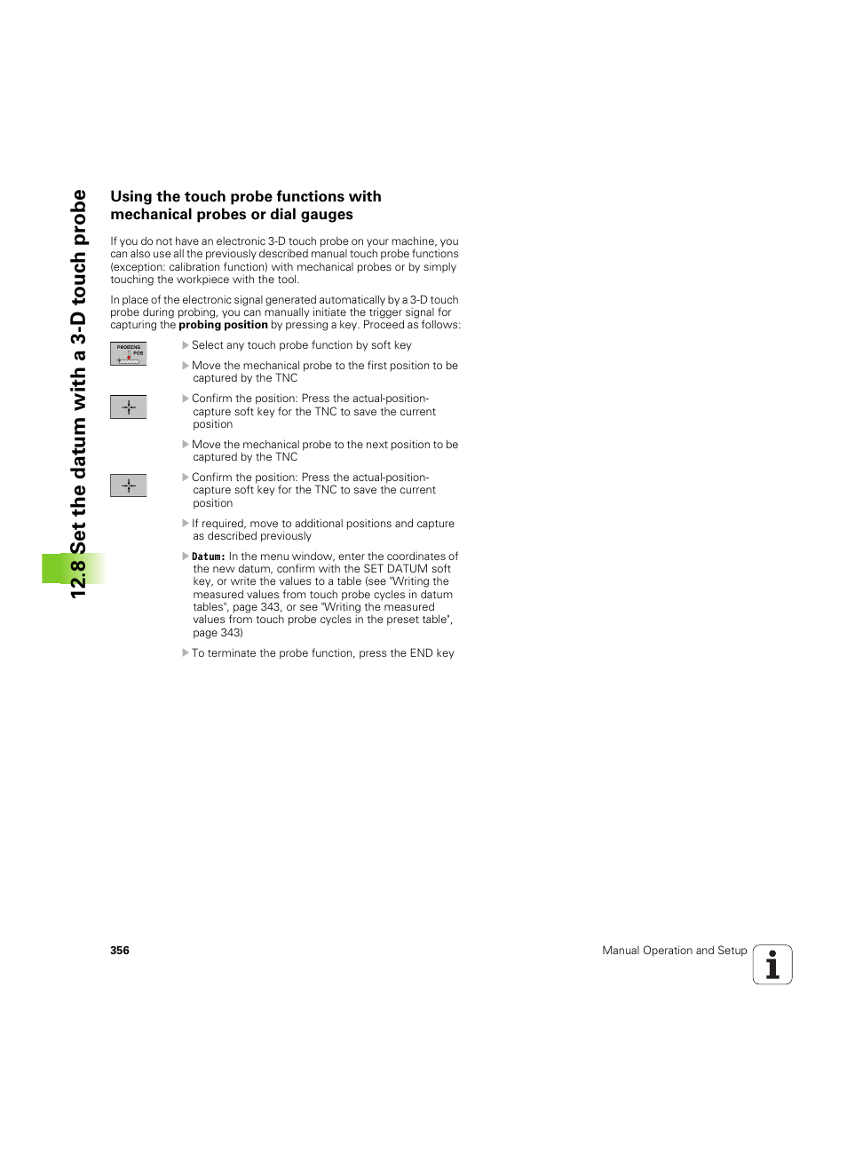 8 set the dat um with a 3-d t o uc h pr obe | HEIDENHAIN TNC 320 (340 55x-05) ISO programming User Manual | Page 356 / 477