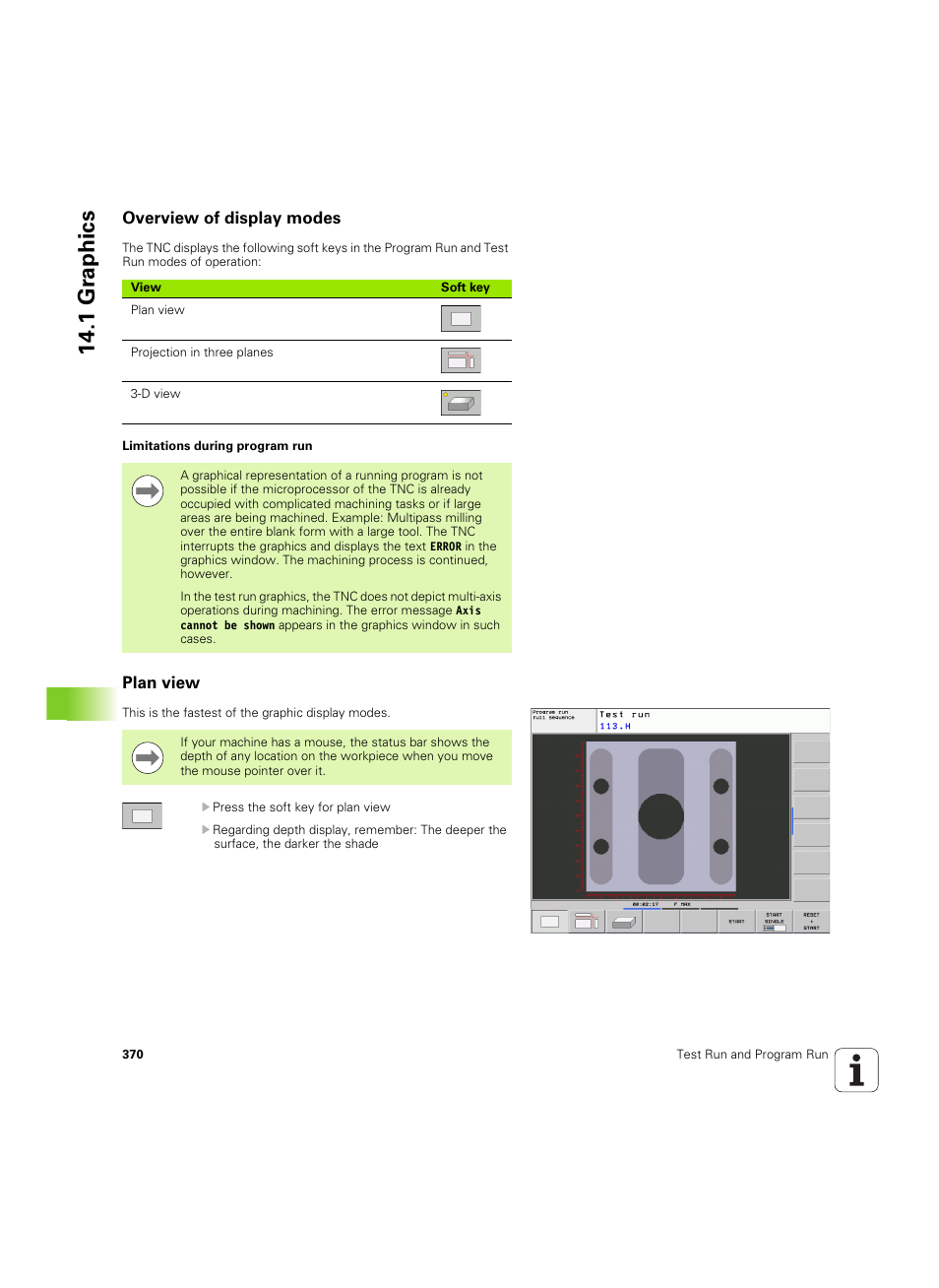 Overview of display modes, Plan view, 1 gr aphics | HEIDENHAIN TNC 320 (340 55x-05) ISO programming User Manual | Page 370 / 477
