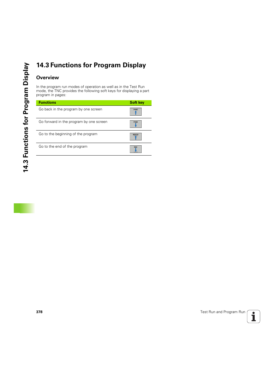 3 functions for program display, Overview | HEIDENHAIN TNC 320 (340 55x-05) ISO programming User Manual | Page 378 / 477