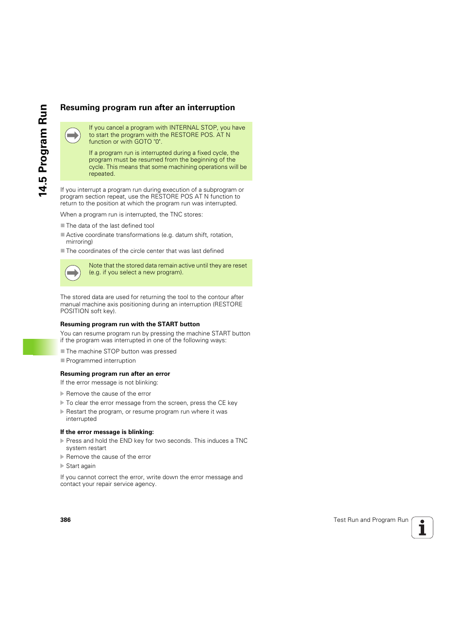 Resuming program run after an interruption, 5 pr ogr am run | HEIDENHAIN TNC 320 (340 55x-05) ISO programming User Manual | Page 386 / 477