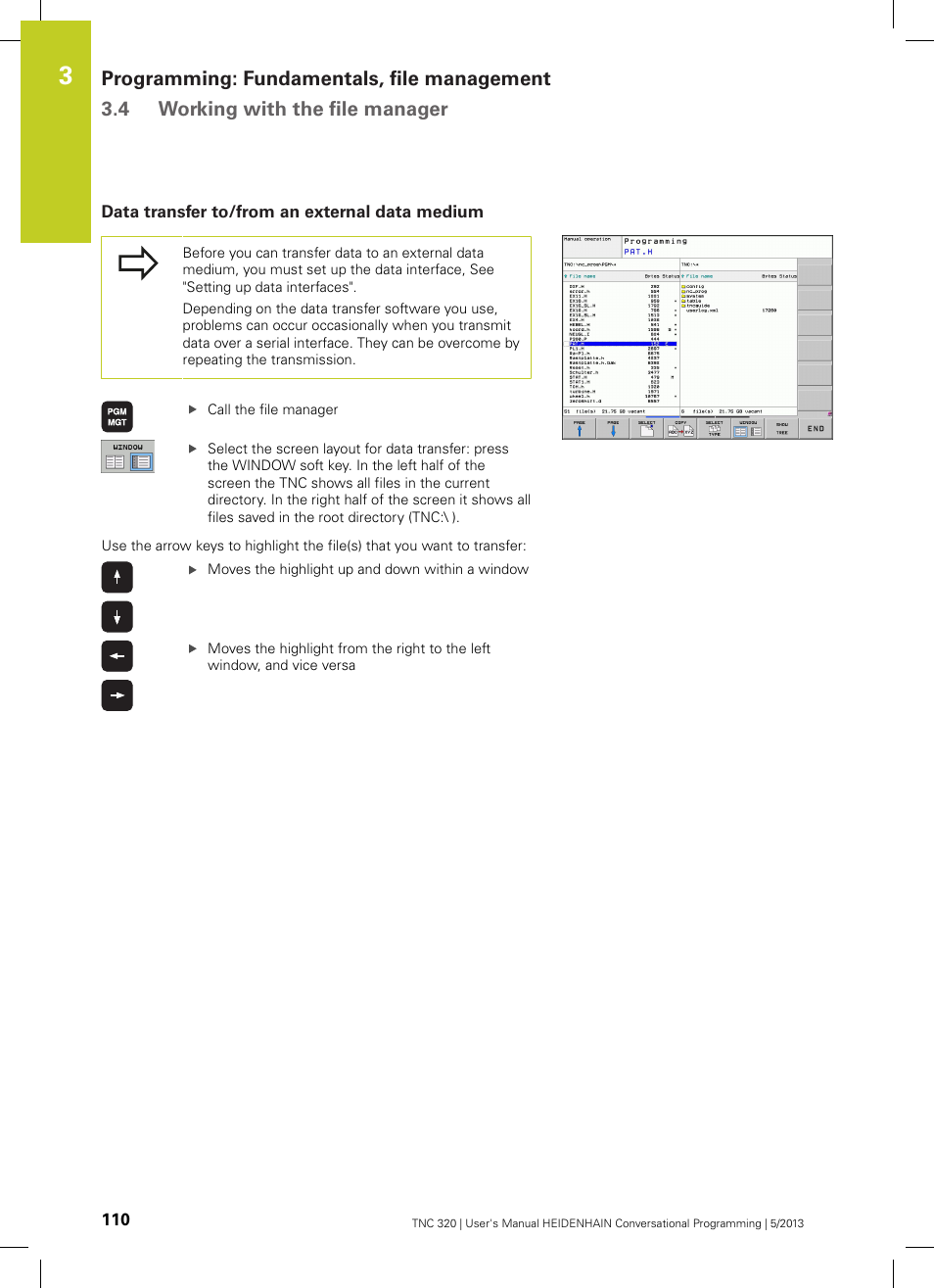 Data transfer to/from an external data medium | HEIDENHAIN TNC 320 (34055x-06) User Manual | Page 110 / 540