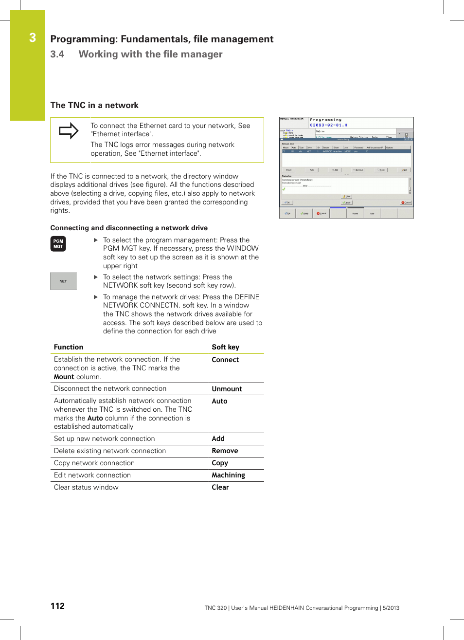 The tnc in a network | HEIDENHAIN TNC 320 (34055x-06) User Manual | Page 112 / 540