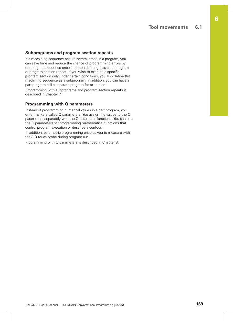 Subprograms and program section repeats, Programming with q parameters | HEIDENHAIN TNC 320 (34055x-06) User Manual | Page 169 / 540