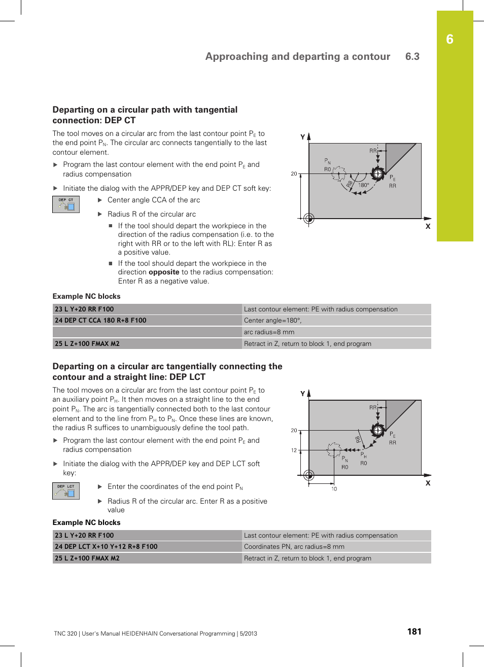 Approaching and departing a contour 6.3 | HEIDENHAIN TNC 320 (34055x-06) User Manual | Page 181 / 540