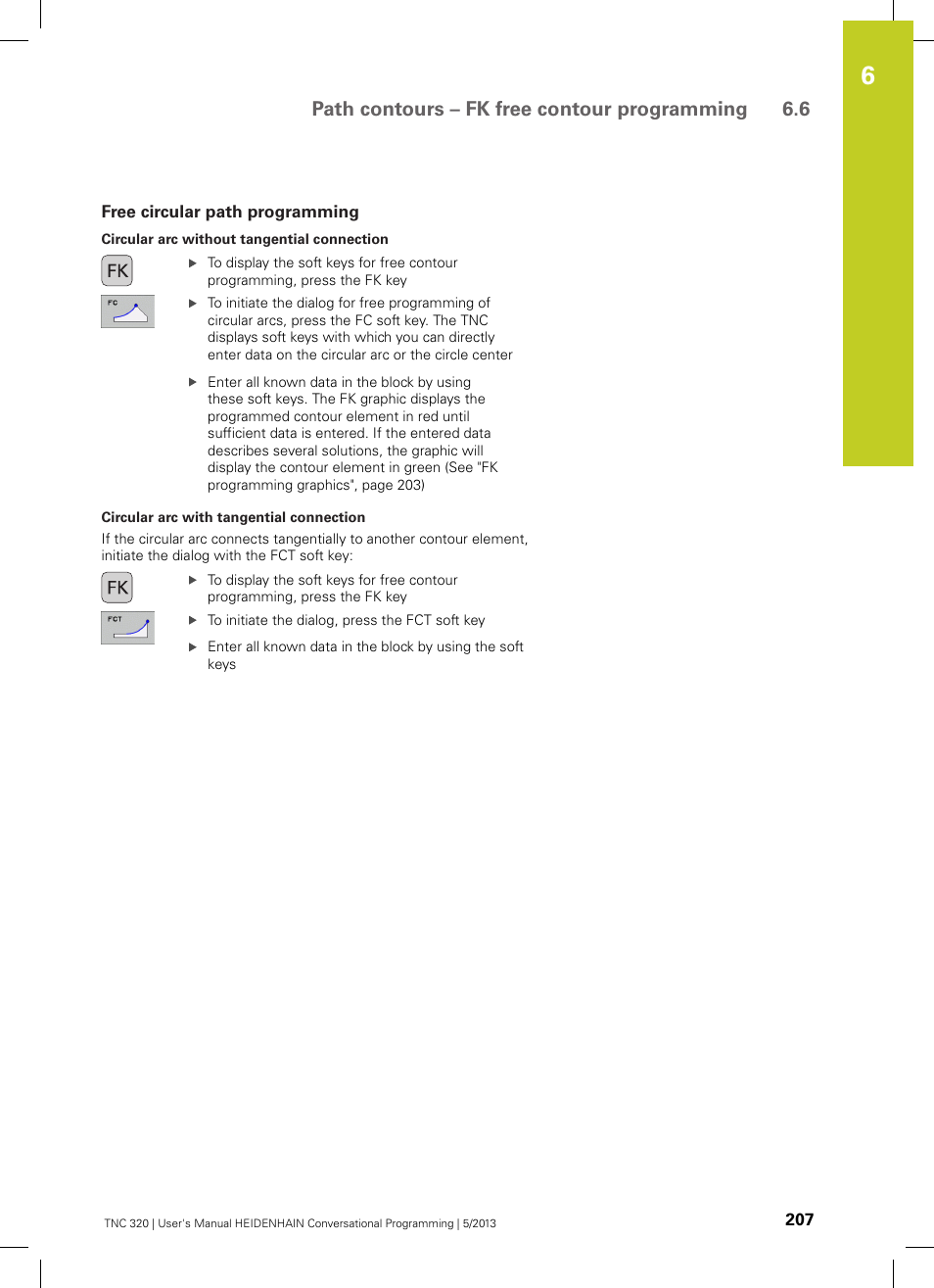 Free circular path programming, Path contours – fk free contour programming 6.6 | HEIDENHAIN TNC 320 (34055x-06) User Manual | Page 207 / 540