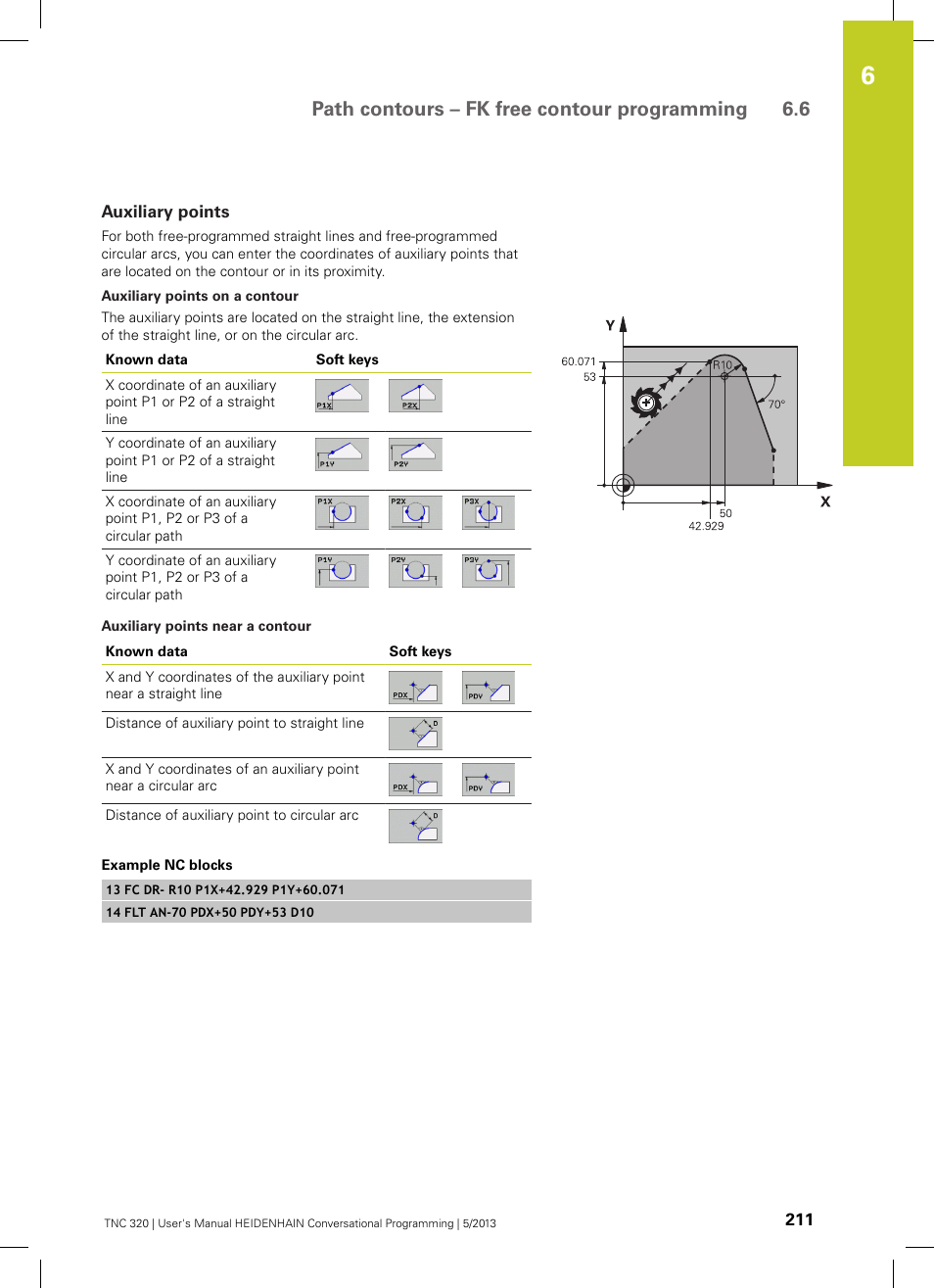 Auxiliary points, Path contours – fk free contour programming 6.6 | HEIDENHAIN TNC 320 (34055x-06) User Manual | Page 211 / 540