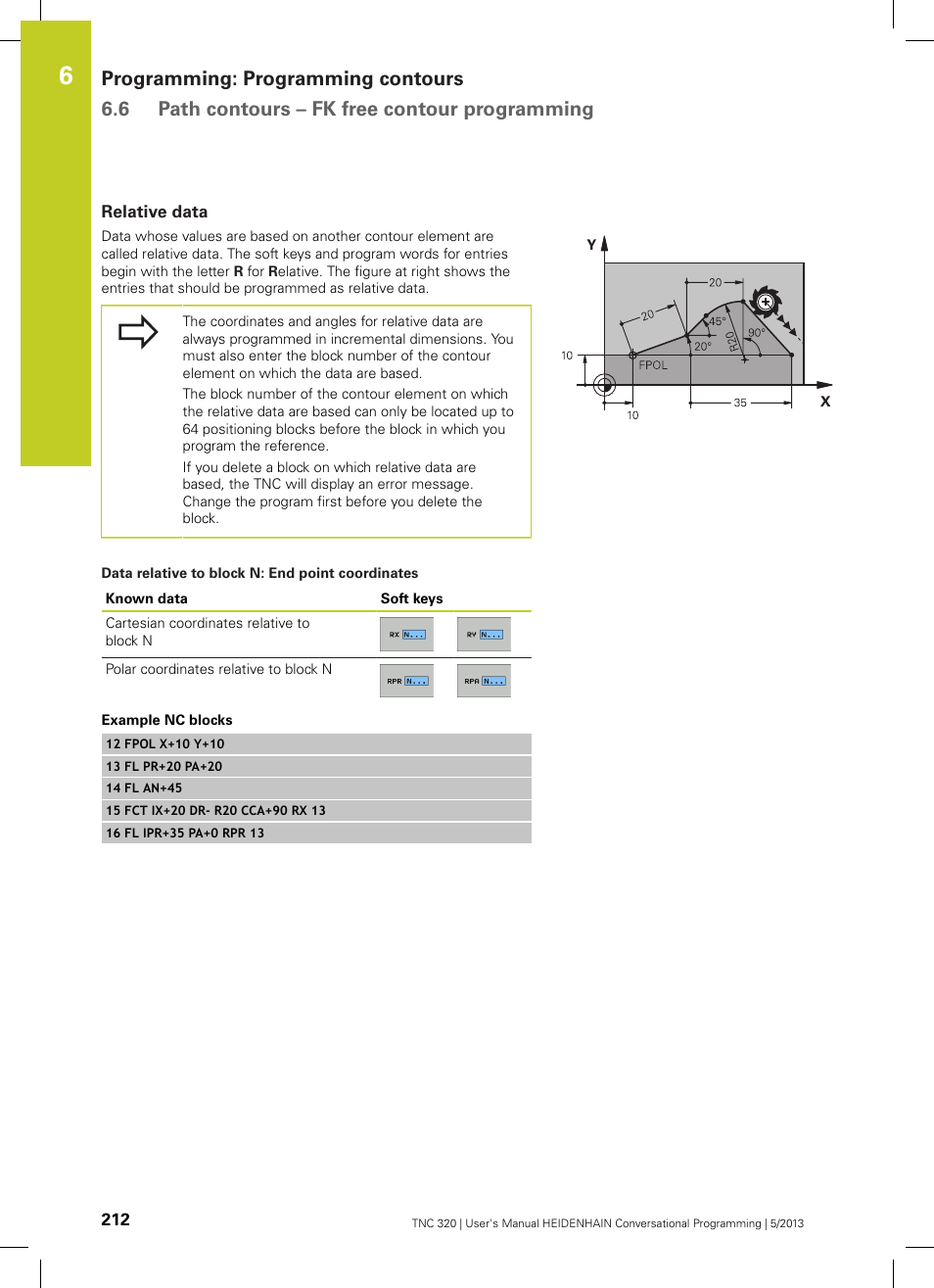 Relative data | HEIDENHAIN TNC 320 (34055x-06) User Manual | Page 212 / 540