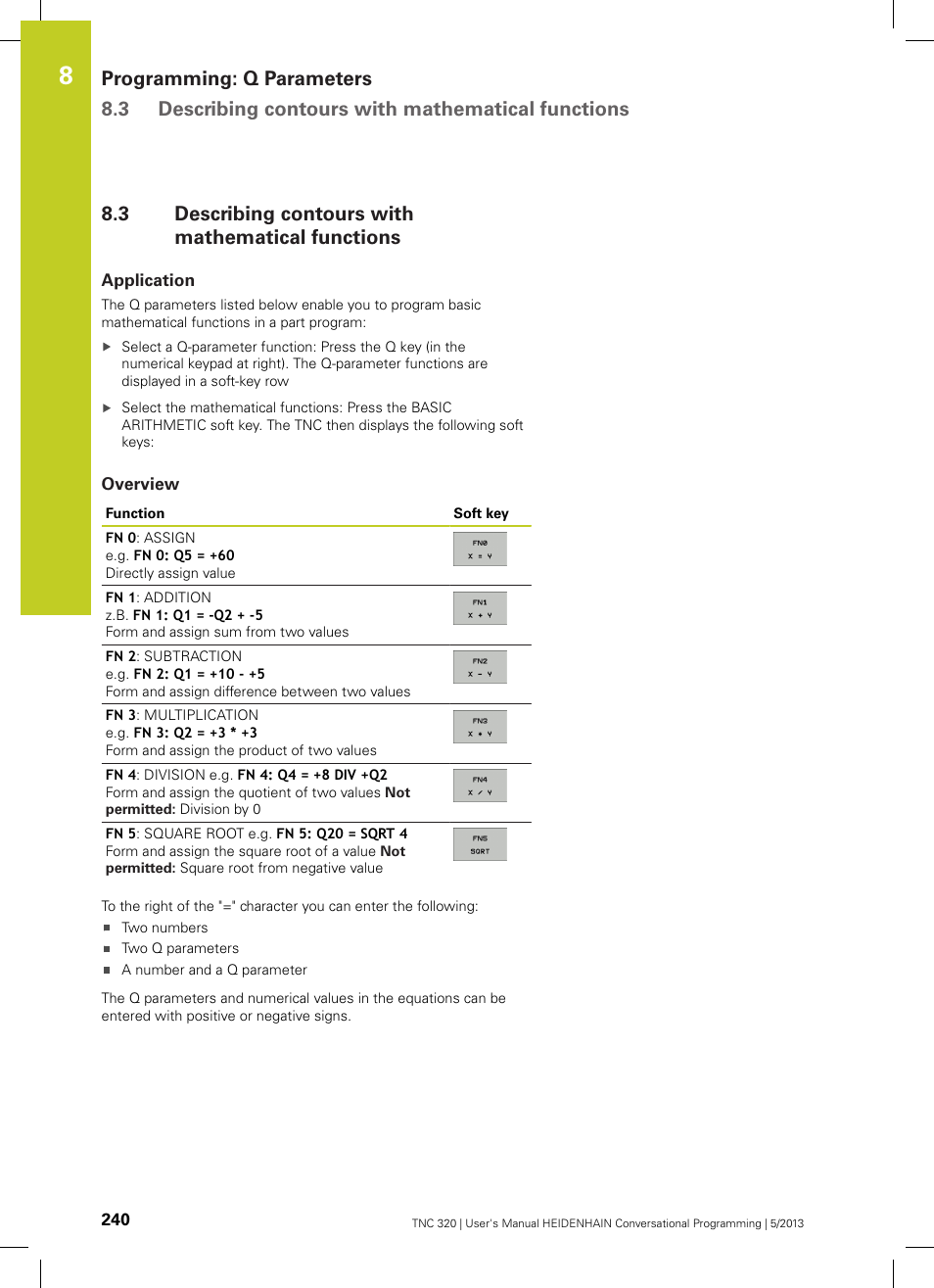 3 describing contours with mathematical functions, Application, Overview | Describing contours with mathematical functions | HEIDENHAIN TNC 320 (34055x-06) User Manual | Page 240 / 540