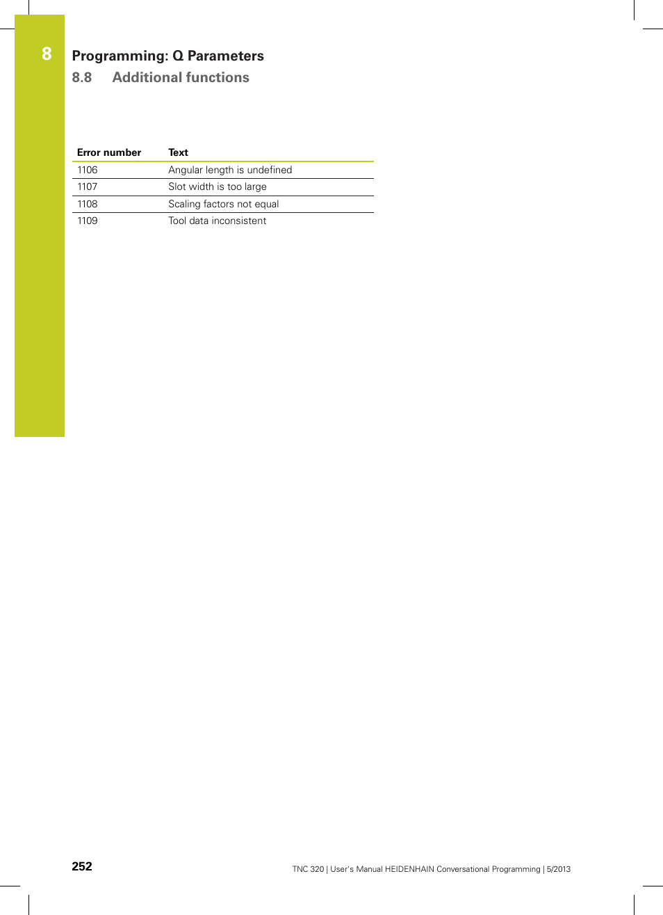 Programming: q parameters 8.8 additional functions | HEIDENHAIN TNC 320 (34055x-06) User Manual | Page 252 / 540