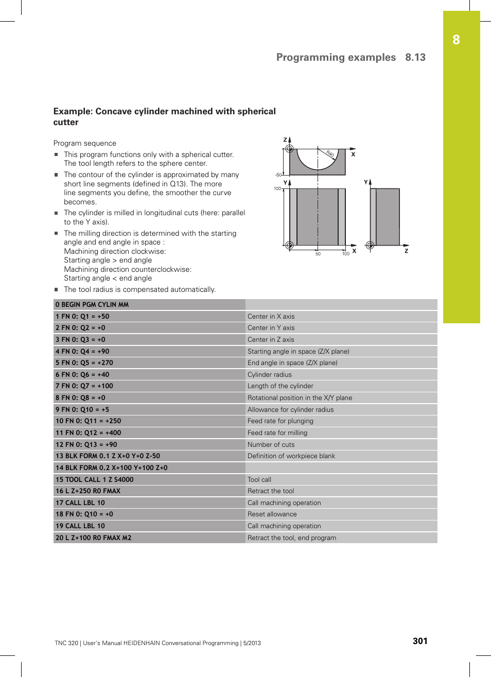 Programming examples 8.13 | HEIDENHAIN TNC 320 (34055x-06) User Manual | Page 301 / 540