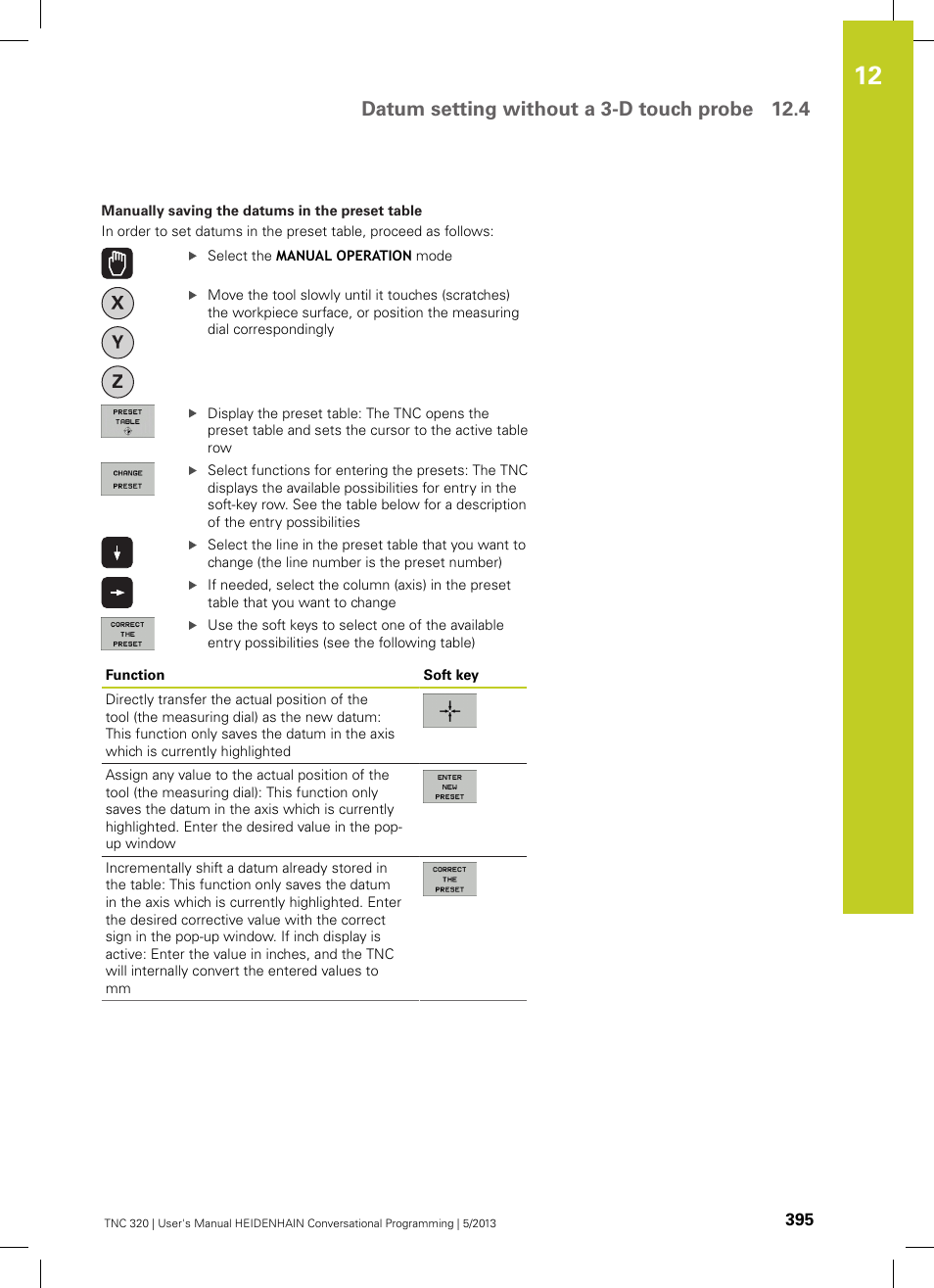 Datum setting without a 3-d touch probe 12.4 | HEIDENHAIN TNC 320 (34055x-06) User Manual | Page 395 / 540