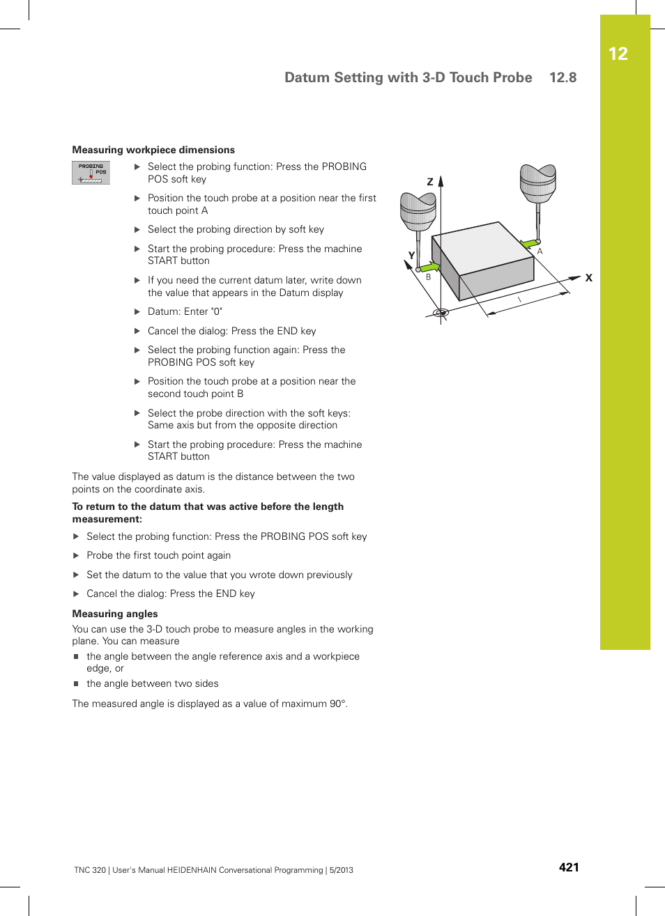 Datum setting with 3-d touch probe 12.8 | HEIDENHAIN TNC 320 (34055x-06) User Manual | Page 421 / 540