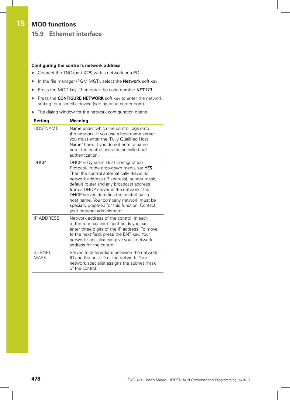 Mod functions 15.9 ethernet interface | HEIDENHAIN TNC 320 (34055x-06) User Manual | Page 478 / 540