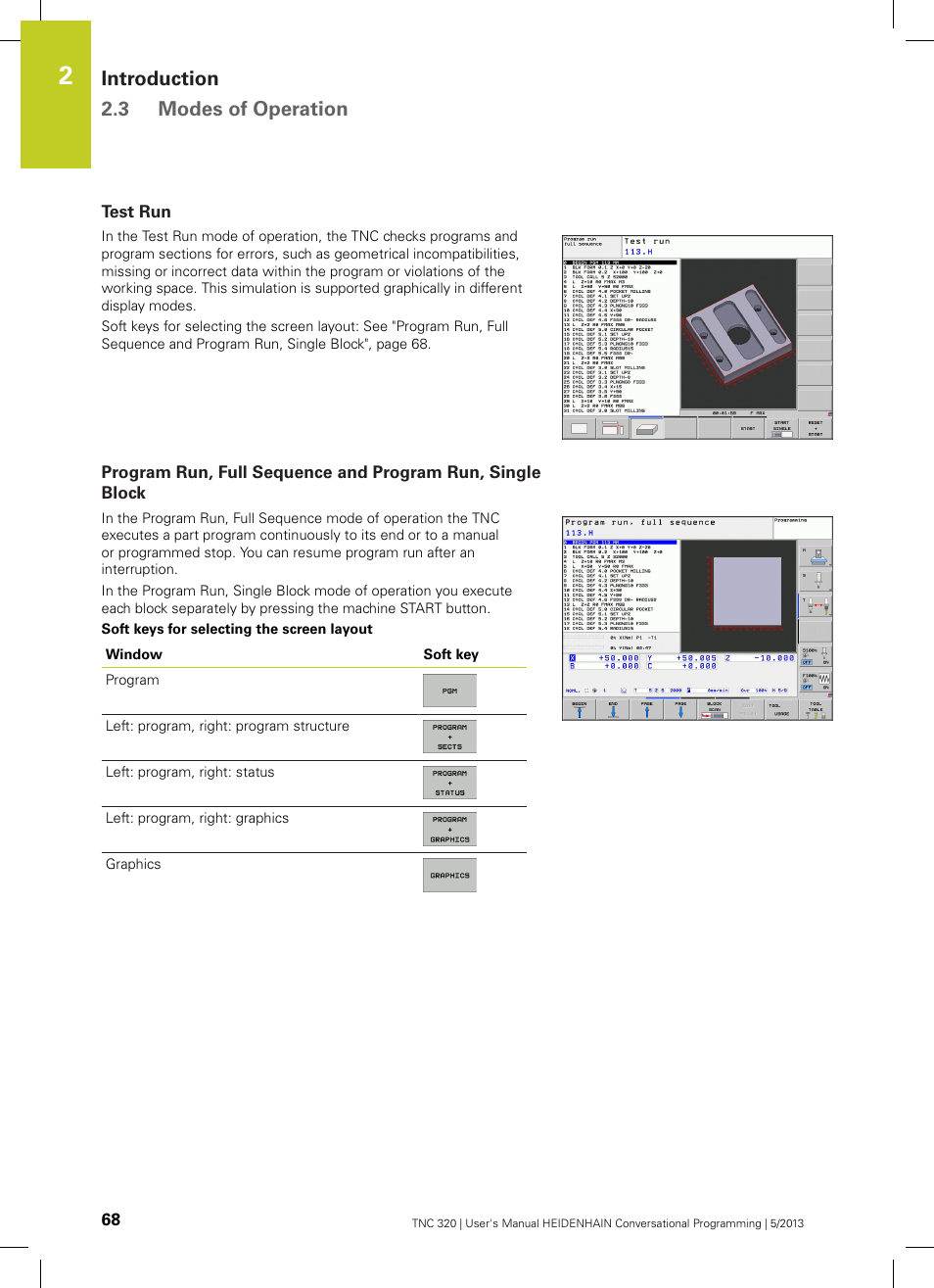 Test run, Introduction 2.3 modes of operation | HEIDENHAIN TNC 320 (34055x-06) User Manual | Page 68 / 540