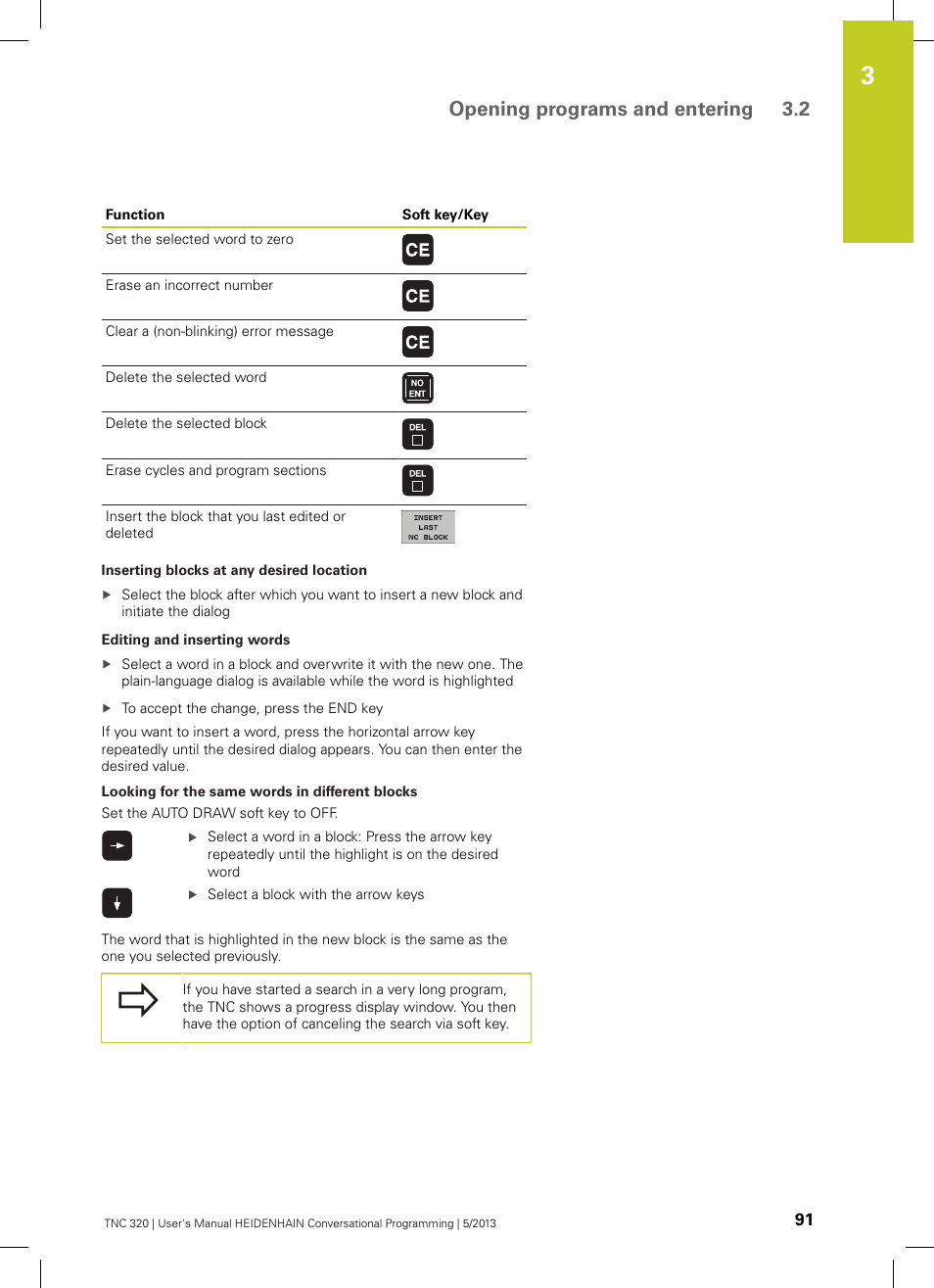 Opening programs and entering 3.2 | HEIDENHAIN TNC 320 (34055x-06) User Manual | Page 91 / 540