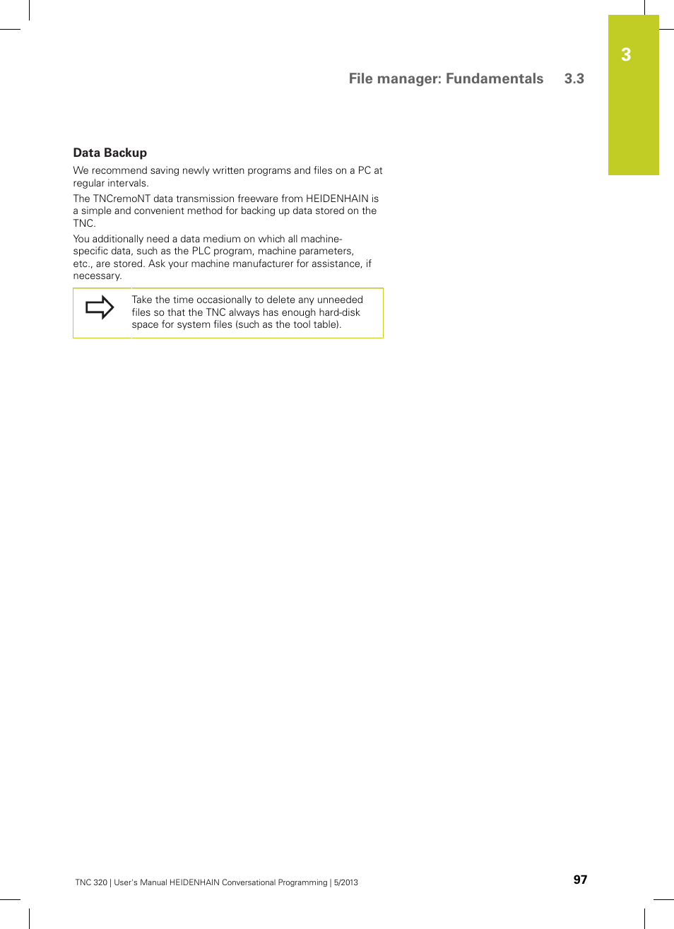 Data backup | HEIDENHAIN TNC 320 (34055x-06) User Manual | Page 97 / 540