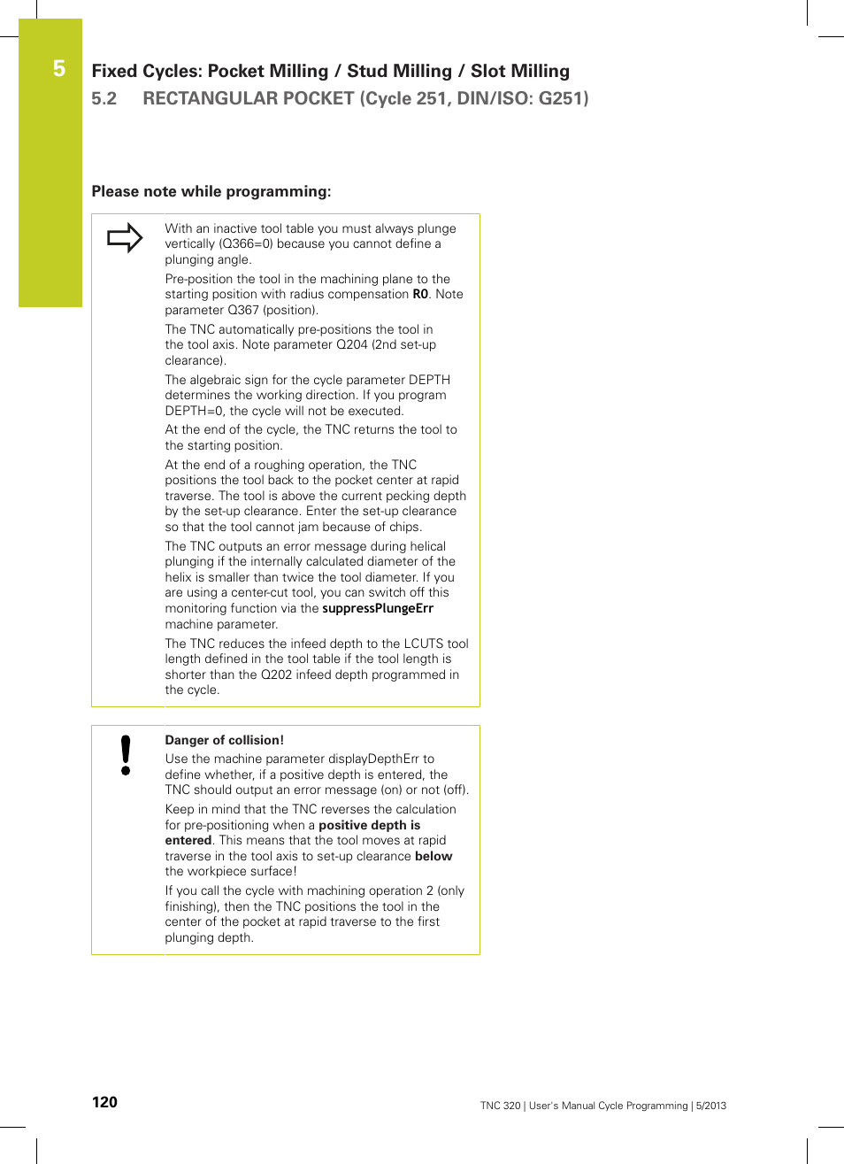 Please note while programming | HEIDENHAIN TNC 320 (34055x-06) Cycle programming User Manual | Page 120 / 403