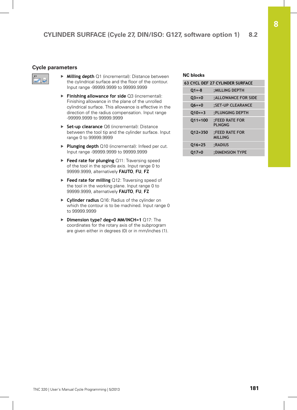 Cycle parameters | HEIDENHAIN TNC 320 (34055x-06) Cycle programming User Manual | Page 181 / 403