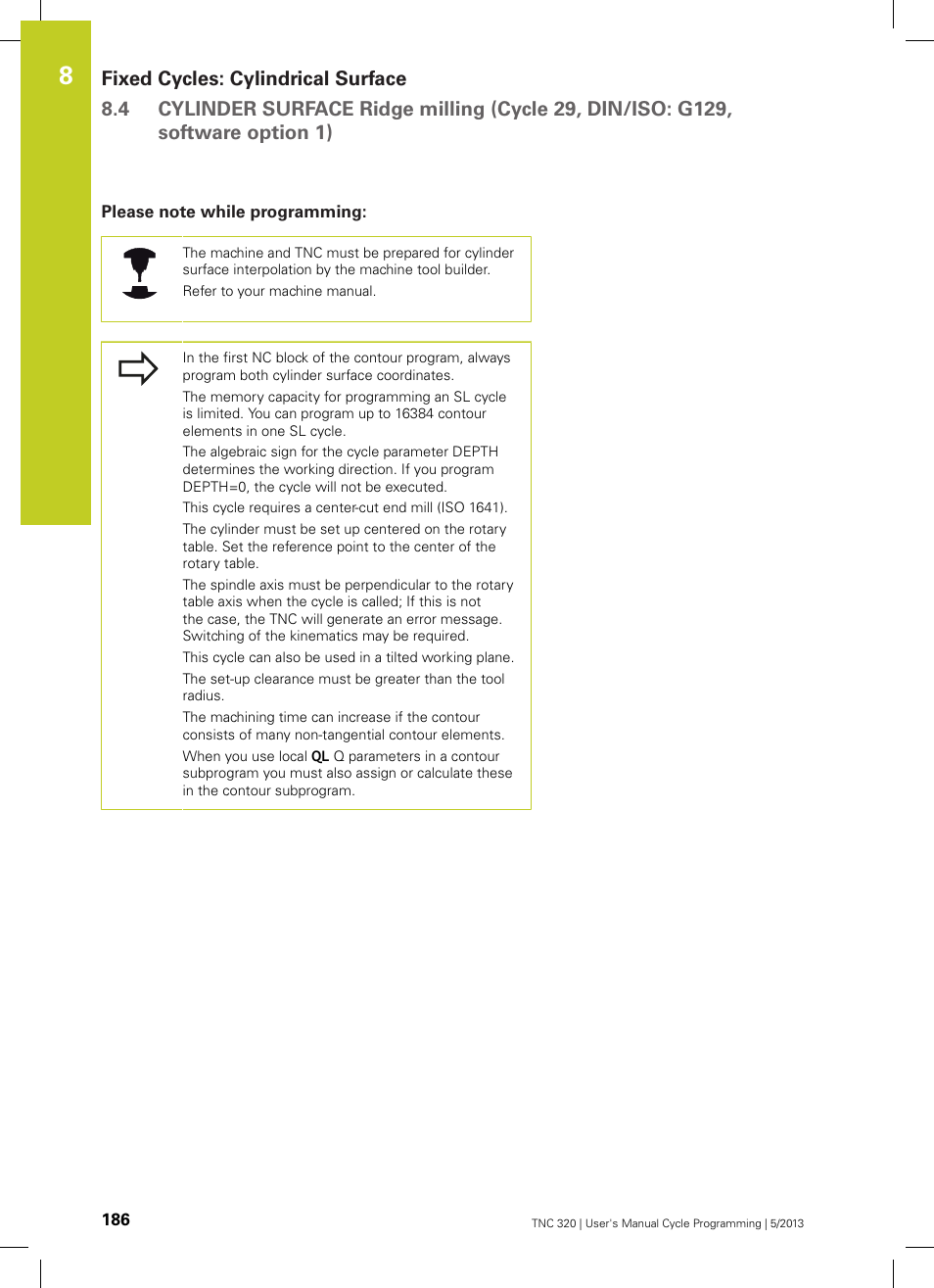 Please note while programming | HEIDENHAIN TNC 320 (34055x-06) Cycle programming User Manual | Page 186 / 403