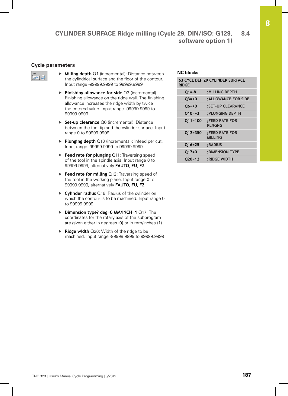 Cycle parameters | HEIDENHAIN TNC 320 (34055x-06) Cycle programming User Manual | Page 187 / 403