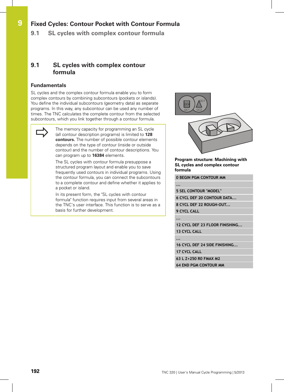 1 sl cycles with complex contour formula, Fundamentals, Sl cycles with complex contour formula | HEIDENHAIN TNC 320 (34055x-06) Cycle programming User Manual | Page 192 / 403