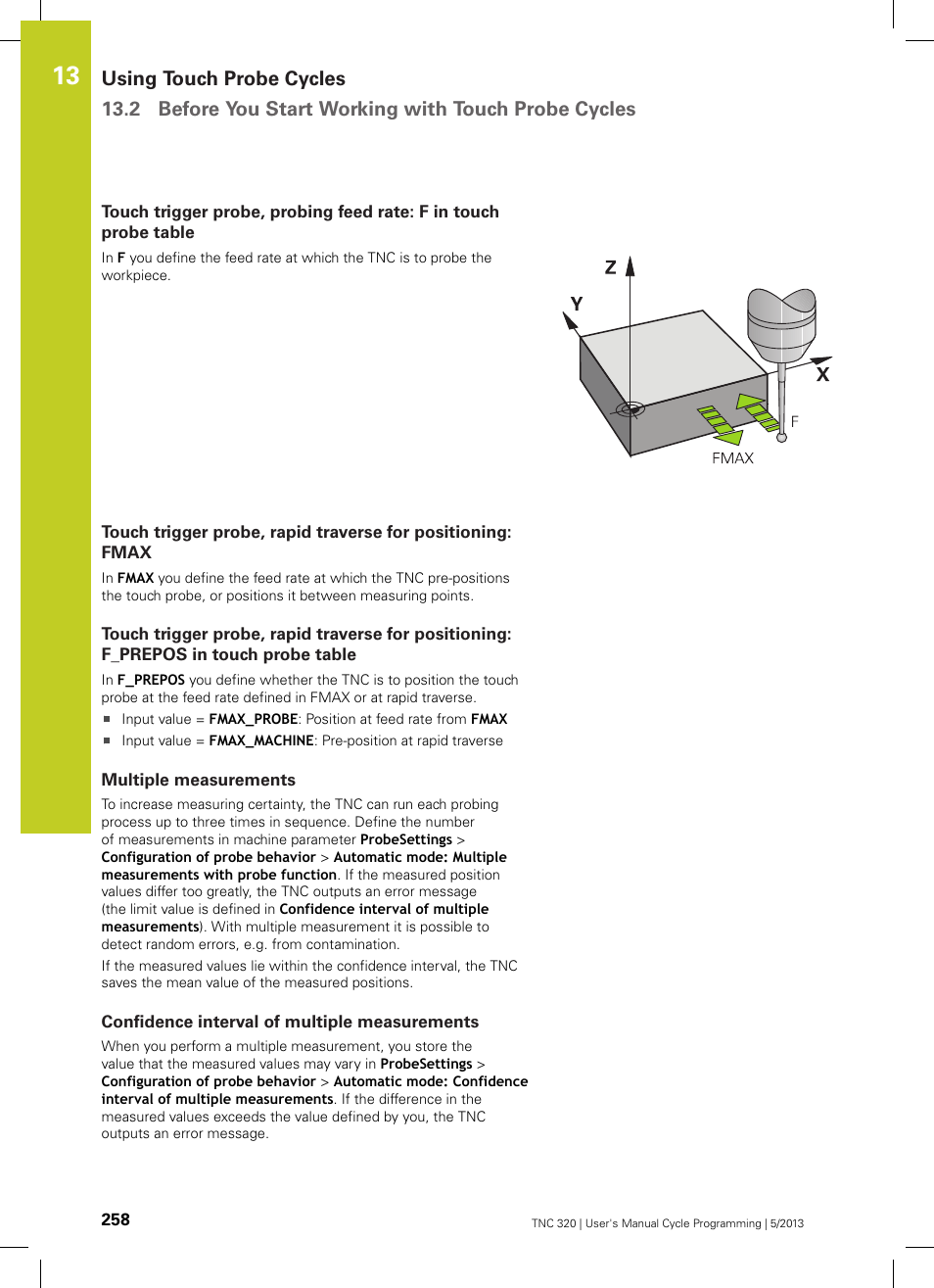 Multiple measurements, Confidence interval of multiple measurements | HEIDENHAIN TNC 320 (34055x-06) Cycle programming User Manual | Page 258 / 403
