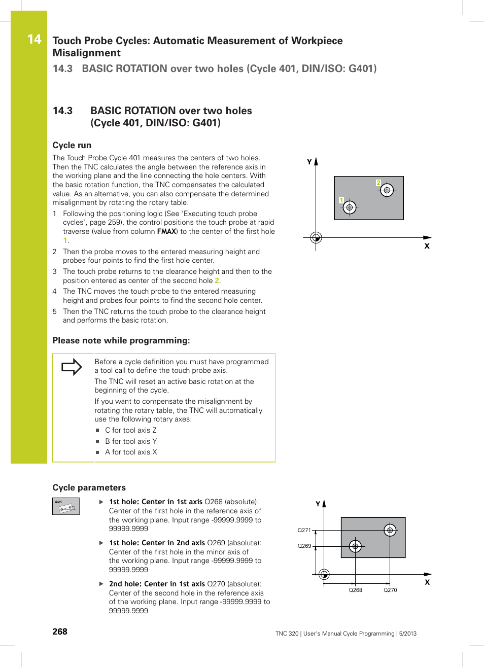 Cycle run, Please note while programming, Cycle parameters | HEIDENHAIN TNC 320 (34055x-06) Cycle programming User Manual | Page 268 / 403