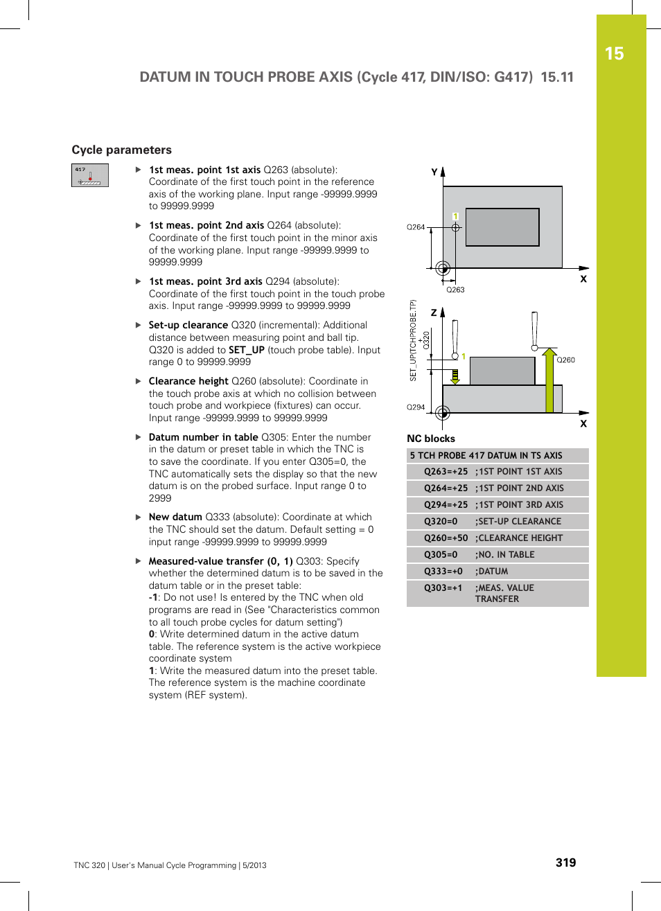 Cycle parameters | HEIDENHAIN TNC 320 (34055x-06) Cycle programming User Manual | Page 319 / 403