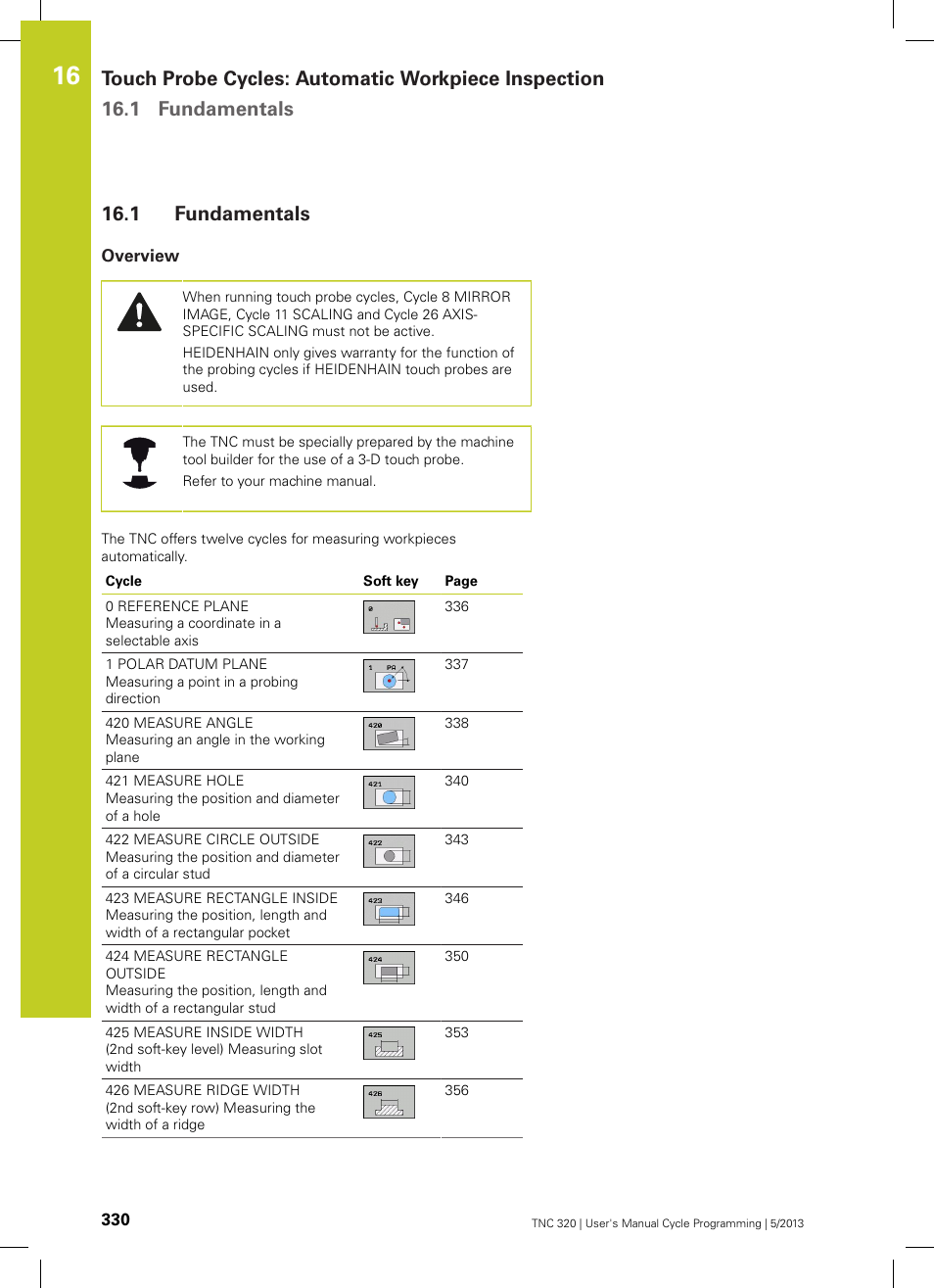 1 fundamentals, Overview, Fundamentals | HEIDENHAIN TNC 320 (34055x-06) Cycle programming User Manual | Page 330 / 403