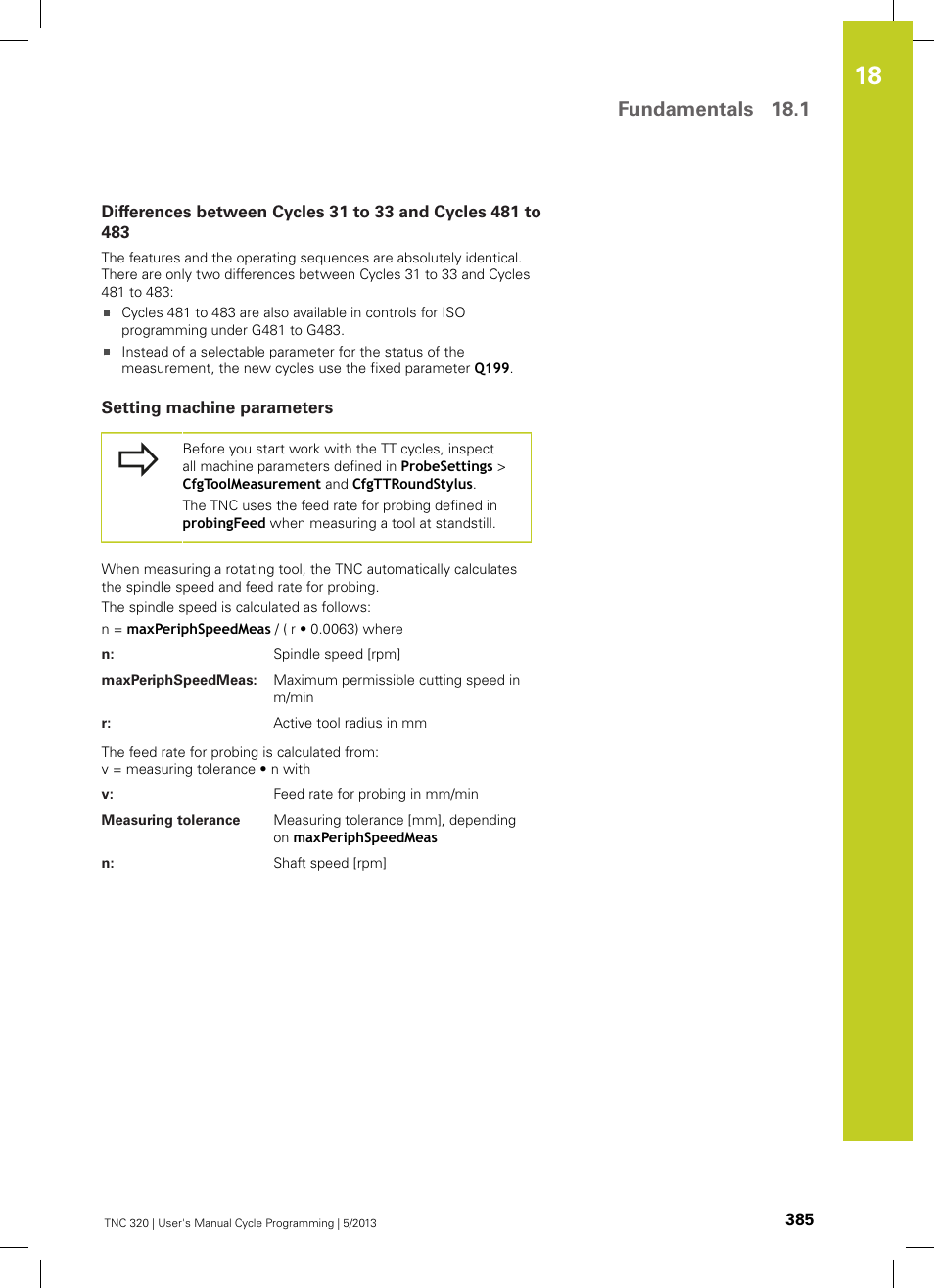 Setting machine parameters, Fundamentals 18.1 | HEIDENHAIN TNC 320 (34055x-06) Cycle programming User Manual | Page 385 / 403
