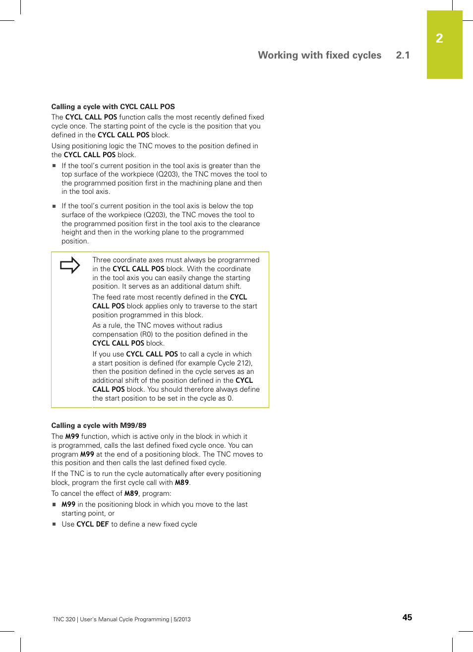 Working with fixed cycles 2.1 | HEIDENHAIN TNC 320 (34055x-06) Cycle programming User Manual | Page 45 / 403