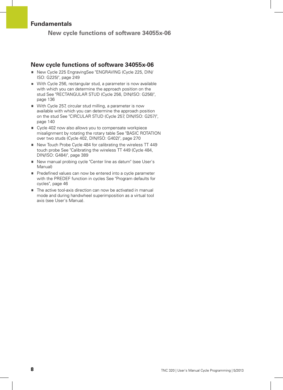 New cycle functions of software 34055x-06 | HEIDENHAIN TNC 320 (34055x-06) Cycle programming User Manual | Page 8 / 403
