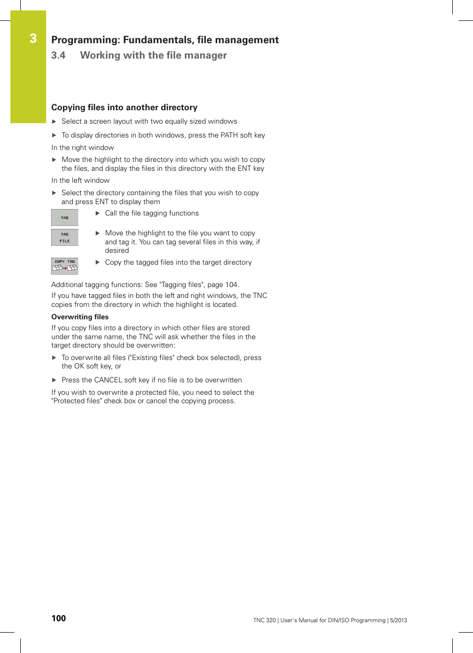 Copying files into another directory | HEIDENHAIN TNC 320 (34055x-06) ISO programming User Manual | Page 100 / 509