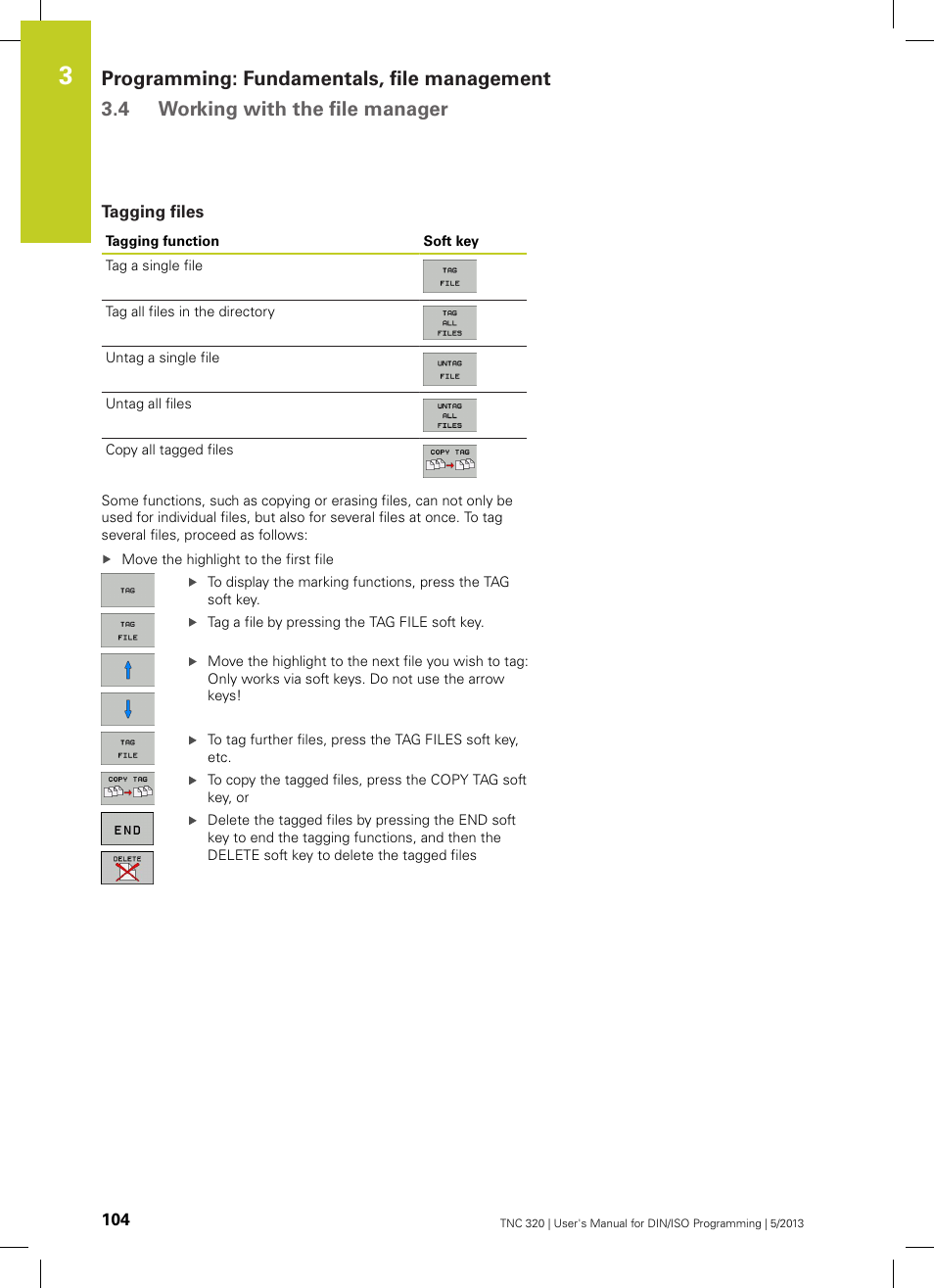 Tagging files | HEIDENHAIN TNC 320 (34055x-06) ISO programming User Manual | Page 104 / 509