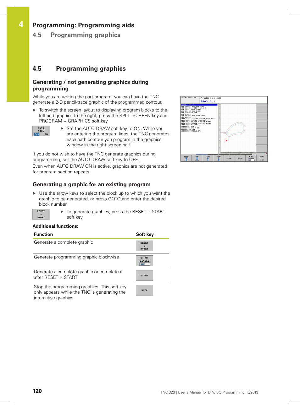 5 programming graphics, Generating a graphic for an existing program, Programming graphics | HEIDENHAIN TNC 320 (34055x-06) ISO programming User Manual | Page 120 / 509