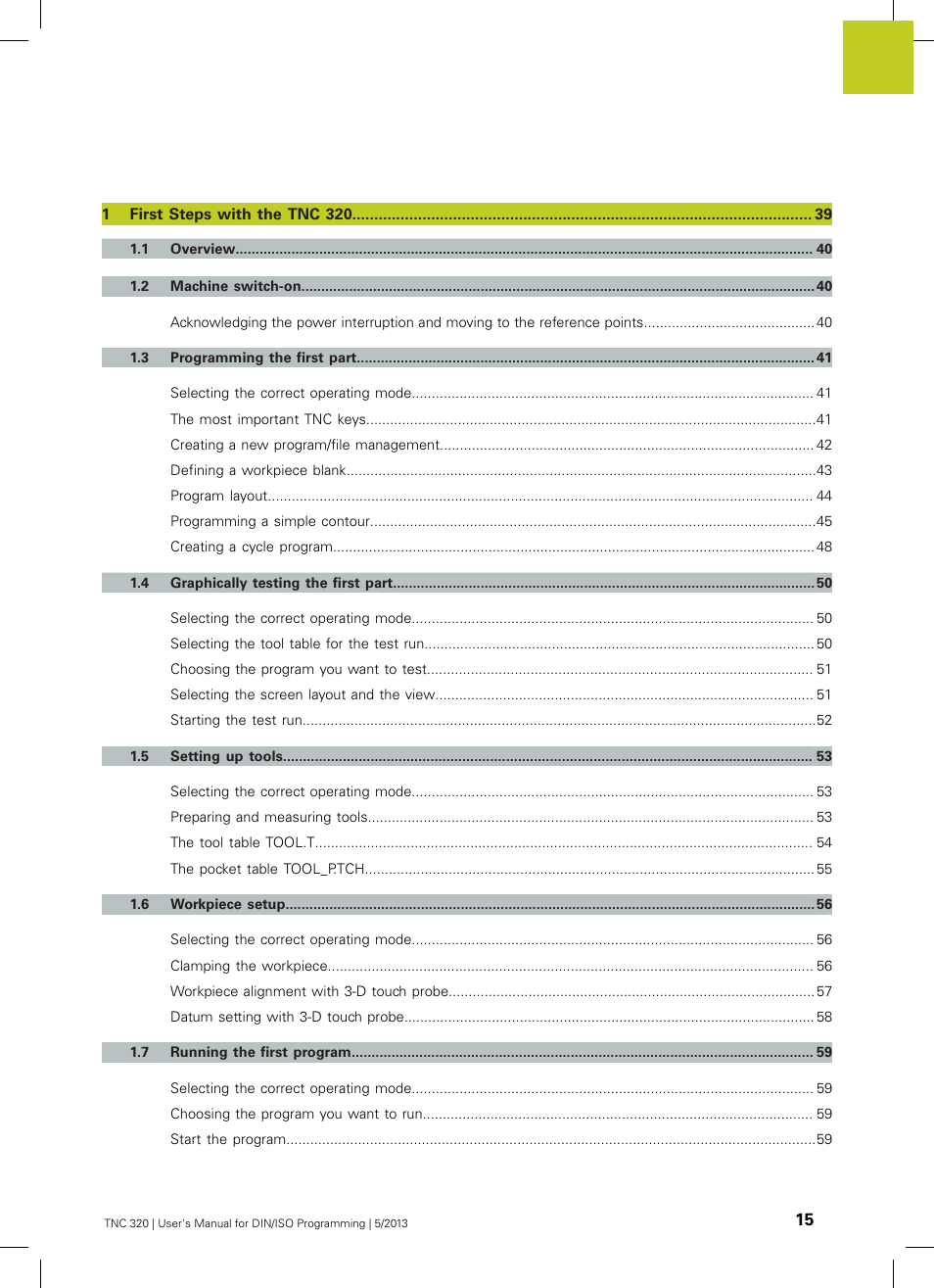 HEIDENHAIN TNC 320 (34055x-06) ISO programming User Manual | Page 15 / 509