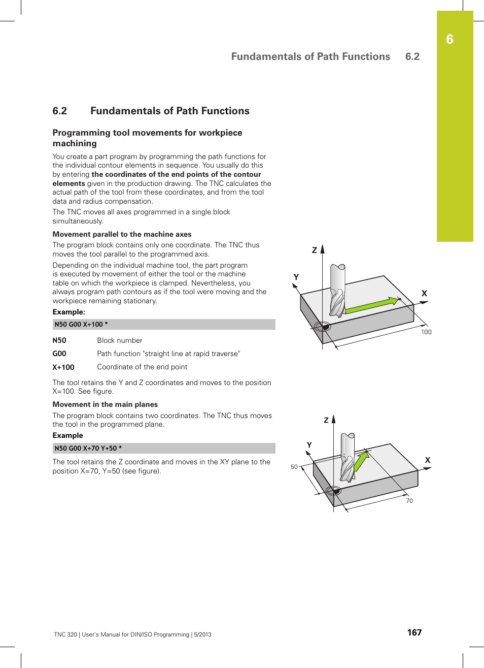 2 fundamentals of path functions, Programming tool movements for workpiece machining, Fundamentals of path functions | Fundamentals of path functions 6.2 | HEIDENHAIN TNC 320 (34055x-06) ISO programming User Manual | Page 167 / 509